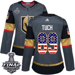 Splendid Adidas Golden Knights #89 Alex Tuch Grey Home Authentic USA Flag 2018 Stanley Cup Final Women's Stitched NHL Jersey