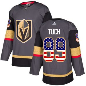 Premium Adidas Golden Knights #89 Alex Tuch Grey Home Authentic USA Flag Stitched NHL Jersey