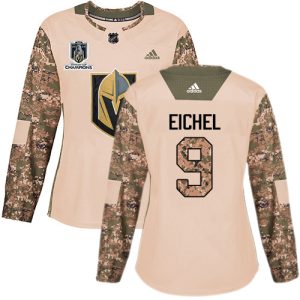 First - rate Adidas Golden Knights #9 Jack Eichel Camo Authentic 2023 Stanley Cup Champions Veterans Day Women's Stitched NHL Jersey