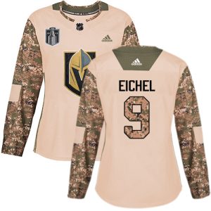 Outstanding Adidas Golden Knights #9 Jack Eichel Camo Authentic 2023 Stanley Cup Final Patch Veterans Day Women's Stitched NHL Jersey