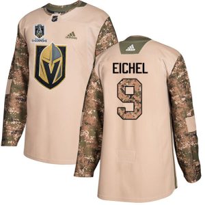 Exquisite Adidas Golden Knights #9 Jack Eichel Camo Authentic Youth 2023 Stanley Cup Champions Veterans Day Stitched NHL Jersey