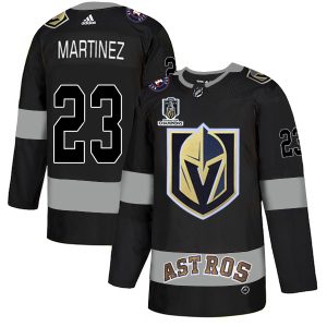 Stunning Adidas Golden Knights X Astros #23 Alec Martinez Black 2023 Stanley Cup Champions Authentic City Joint Name Stitched NHL Jersey