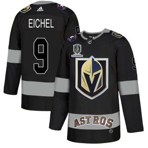 Premium Adidas Golden Knights X Astros #9 Jack Eichel Black 2023 Stanley Cup Champions Authentic City Joint Name Stitched NHL Jersey