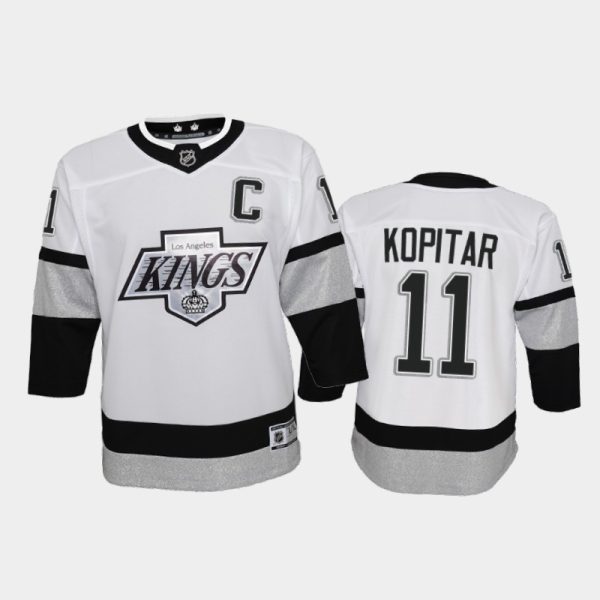 Outstanding Adidas Kings #11 Anze Kopitar Youth 2021 22 Alternate Game NHL Jersey White