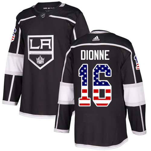 Superior Adidas Kings #16 Marcel Dionne Black Home Authentic USA Flag Stitched NHL Jersey