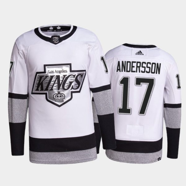 Premium Adidas Kings #17 Lias Andersson Men's 2021 22 Alternate Authentic NHL Jersey White