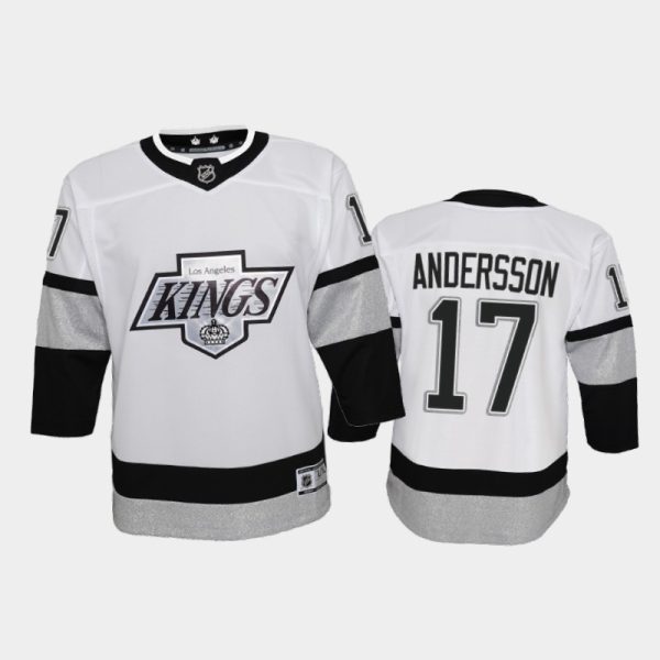 Superior Adidas Kings #17 Lias Andersson Youth 2021 22 Alternate Game NHL Jersey White
