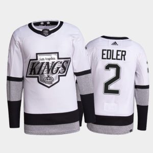 Stunning Adidas Kings #2 Alexander Edler Men's 2021 22 Alternate Authentic NHL Jersey   White