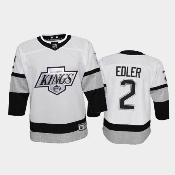 Stunning Adidas Kings #2 Alexander Edler Youth 2021 22 Alternate Game NHL Jersey White
