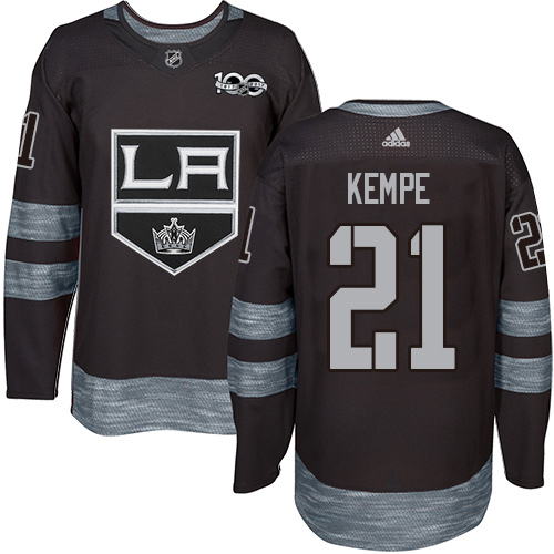 Superior Adidas Kings #21 Mario Kempe Black 1917 2017 100th Anniversary Stitched NHL Jersey