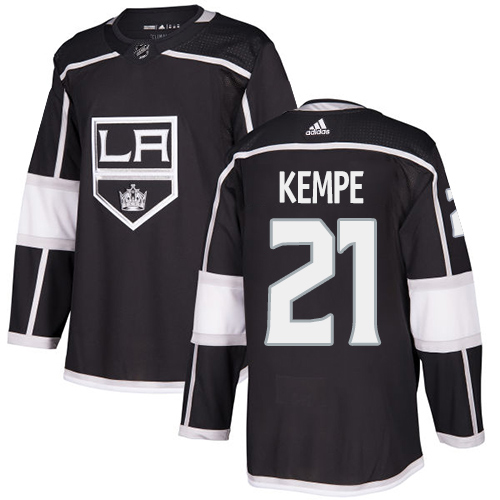 Stunning Adidas Kings #21 Mario Kempe Black Home Authentic Stitched NHL Jersey