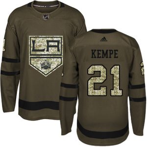 Splendid Adidas Kings #21 Mario Kempe Green Salute to Service Stitched NHL Jersey