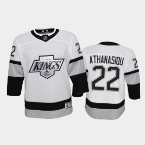 Outstanding Adidas Kings #22 Andreas Athanasiou Youth 2021 22 Alternate Game NHL Jersey   White