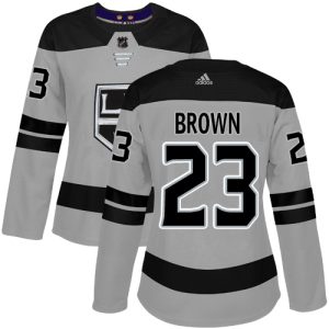 Superior Adidas Kings #23 Dustin Brown Gray Alternate Authentic Women's Stitched NHL Jersey