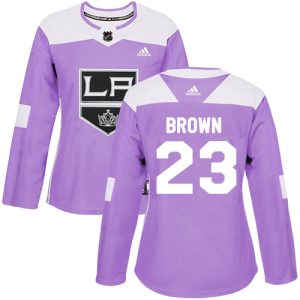 Exquisite Adidas Kings #23 Dustin Brown Purple Authentic Fights Cancer Women's Stitched NHL Jersey