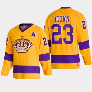 Splendid Adidas Kings #23 Dustin Brown Team Classics Gold Men's NHL 2022 Throwback Jersey
