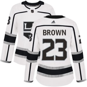 Exquisite Adidas Kings #23 Dustin Brown White Road Authentic Women's Stitched NHL Jersey