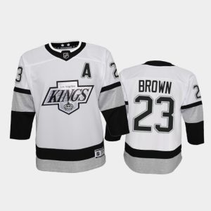 Stunning Adidas Kings #23 Dustin Brown Youth 2021 22 Alternate Game NHL Jersey   White