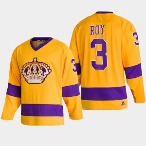 Gorgeous Adidas Kings #3 Matt Roy Team Classics Gold Men's NHL 2022 Throwback Jersey