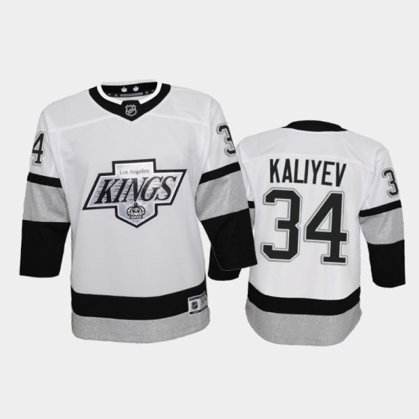 Outstanding Adidas Kings #34 Arthur Kaliyev Youth 2021 22 Alternate Game NHL Jersey White