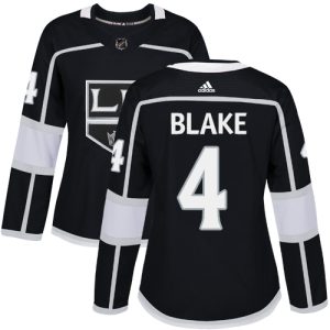 Stunning Adidas Kings #4 Rob Blake Black Home Authentic Women's Stitched NHL Jersey