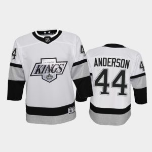 Superior Adidas Kings #44 Mikey Anderson Youth 2021 22 Alternate Game NHL Jersey   White
