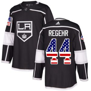 Stunning Adidas Kings #44 Robyn Regehr Black Home Authentic USA Flag Stitched NHL Jersey