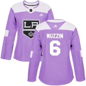 Magnificent Adidas Kings #6 Jake Muzzin Purple Authentic Fights Cancer Women's Stitched NHL Jersey