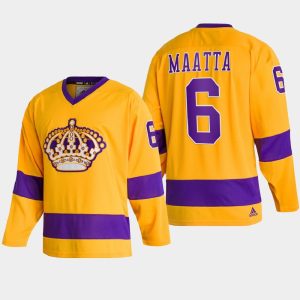 Exceptional Adidas Kings #6 Olli Maatta Team Classics Gold Men's NHL 2022 Throwback Jersey