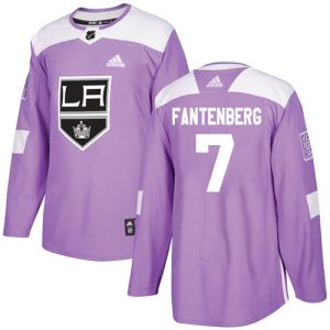 Stunning Adidas Kings #7 Oscar Fantenberg Purple Authentic Fights Cancer Stitched NHL Jersey