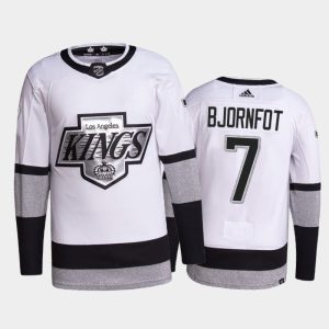 Exceptional Adidas Kings #7 Tobias Bjornfot Men's 2021 22 Alternate Authentic NHL Jersey   White