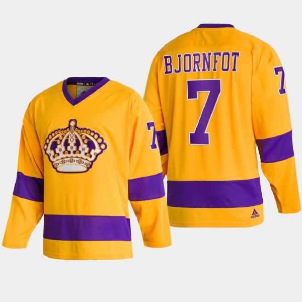 Gorgeous Adidas Kings #7 Tobias Bjornfot Team Classics Gold Men's NHL 2022 Throwback Jersey