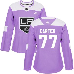 Magnificent Adidas Kings #77 Jeff Carter Purple Authentic Fights Cancer Women's Stitched NHL Jersey