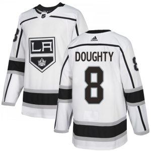 Stunning Adidas Kings #8 Drew Doughty White Road Authentic Stitched Youth NHL Jersey