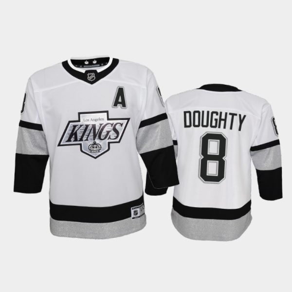 Exceptional Adidas Kings #8 Drew Doughty Youth 2021 22 Alternate Game NHL Jersey White