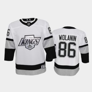 Premium Adidas Kings #86 Christian Wolanin Youth 2021 22 Alternate Game NHL Jersey   White