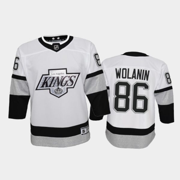 Premium Adidas Kings #86 Christian Wolanin Youth 2021 22 Alternate Game NHL Jersey White