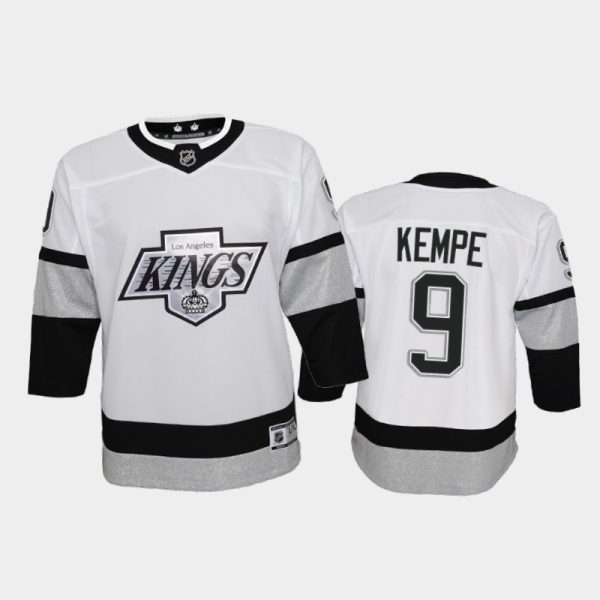 Splendid Adidas Kings #9 Adrian Kempe Youth 2021 22 Alternate Game NHL Jersey White