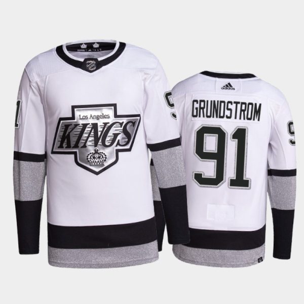Magnificent Adidas Kings #91 Carl Grundstrom Men's 2021 22 Alternate Authentic NHL Jersey White
