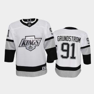 Magnificent Adidas Kings #91 Carl Grundstrom Youth 2021 22 Alternate Game NHL Jersey   White