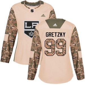 Stunning Adidas Kings #99 Wayne Gretzky Camo Authentic 2017 Veterans Day Women's Stitched NHL Jersey