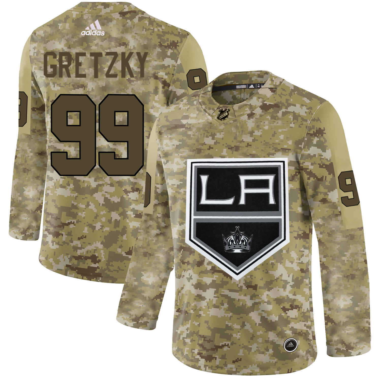 Premium Adidas Kings #99 Wayne Gretzky Camo Authentic Stitched NHL Jersey