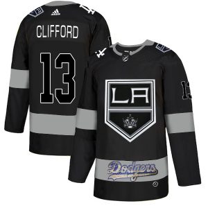 Exceptional Adidas Kings X Dodgers #13 Kyle Clifford Black Authentic City Joint Name Stitched NHL Jersey