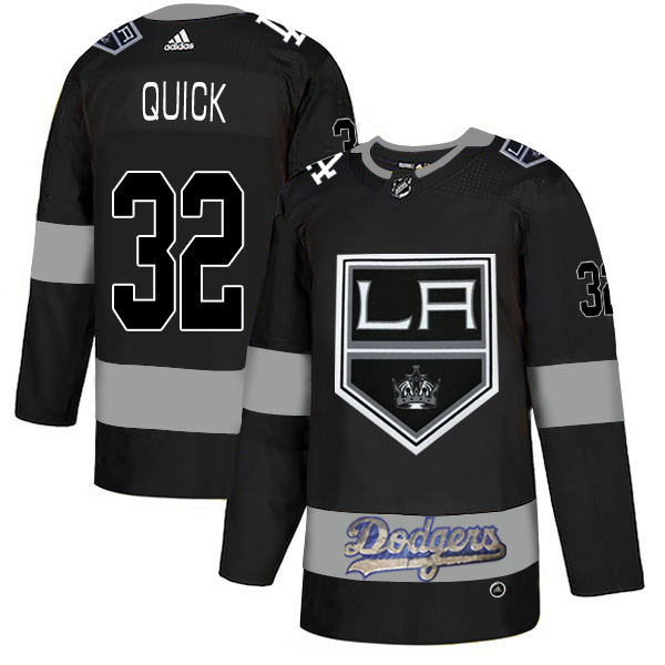 Magnificent Adidas Kings X Dodgers #32 Jonathan Quick Black Authentic City Joint Name Stitched NHL Jersey