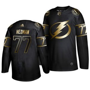 Superior Adidas Lightning #77 Victor Hedman Men's 2019 Black Golden Edition Authentic Stitched NHL Jersey
