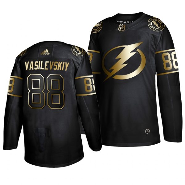 Exquisite Adidas Lightning #88 Andrei Vasilevskiy Men's 2019 Black Golden Edition Authentic Stitched NHL Jersey