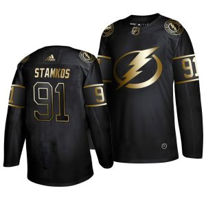 Gorgeous Adidas Lightning #91 Steven Stamkos Men's 2019 Black Golden Edition Authentic Stitched NHL Jersey