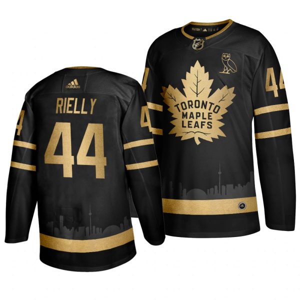 Stunning Adidas Maple Leafs #44 Morgan Rielly Men's 2019 Black Golden Edition OVO Branded Stitched NHL Jersey