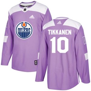 Stunning Adidas Oilers #10 Esa Tikkanen Purple Authentic Fights Cancer Stitched NHL Jersey