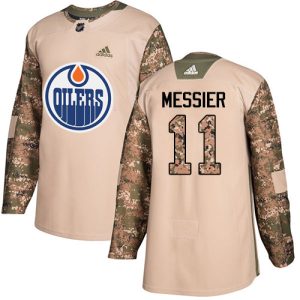 Stunning Adidas Oilers #11 Mark Messier Camo Authentic 2017 Veterans Day Stitched NHL Jersey